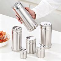Catering Grade Stainless Steel Condiment Shaker 4 Position Switchable Lid Barbecue Stall Spice Powder Storage Canister