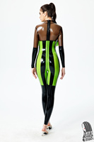 Combinaison Zentai en latex gonflable pour femme grande taille, motif rayé, avec boules de canon