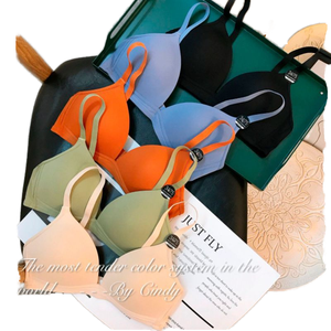 Soutien-gorge sexy sans fil en tricot fin et confortable pour femme, respirant, sans couture, à rayures, demi-bonnet, bretelles ajustables, dos en U - Vente en gros directe usine - Product Image 1