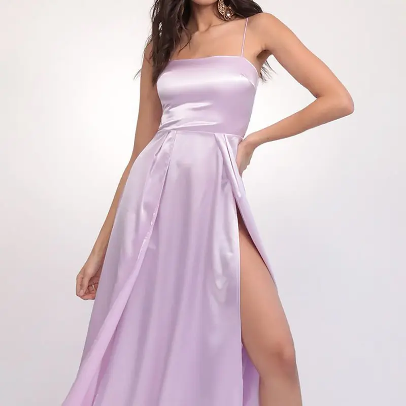 पार्टी नई संग्रह महिलाओं मीठा गोफन ट्यूब शीर्ष उच्च कमर स्प्लिट साटन पोशाक