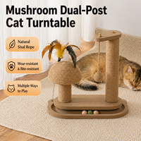 Griffoir pour chat en sisal durable et sans peluches, avec structure d'escalade, plateforme rotative et jouet interactif tout-en-un