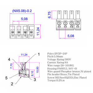 300V 15A 5.08mm Pitch Pluggable <strong>Terminal</strong> <strong>Block</strong> 2-16 Pin Male Female 2EGG 2EDGK 5.08 Plug-In <strong>Terminal</strong> <strong>Block</strong> <strong>Connector</strong> - Product Image 2