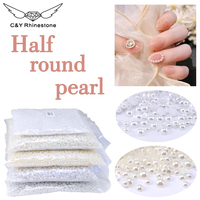Manik-manik Mutiara Setengah Bulat Warna Beige Putih Ukuran Campuran 2MM untuk Hiasan Kuku, Ponsel, dan Perhiasan DIY