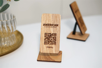 Support de menu en bois personnalisé avec code QR pour activités religieuses, logo gravé, fait main, thème croix naturel et créatif, vente en gros