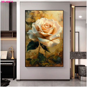 Entrega rápida Impresionante pintura al óleo de Rosa en tonos melocotón Decoración para sala de estar Pintura con arte floral elegante - Product Image 3