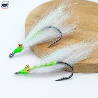ODM Fluo Green Crazy Charlie 5/0 4/0 Mouche de pêche en eau salée anti-accrocs motif crevette pour la pêche en platée, avec hameçon offset, pour la pêche au bonefish