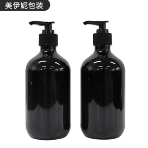 Flacon de shampoing noir pour animaux de compagnie 500 ml, épaule ronde avec pompe pour lotion corporelle, gel douche, usage voyage - Product Image 4