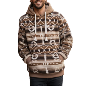 Pull en molleton épais à fermeture éclair pour femme, motif écossais, doublure en sherpa, tricoté, imprimé, haute qualité, automne-hiver - Product Image 1
