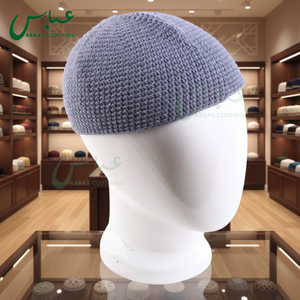 C068 Cappello da Preghiera Musulmano Saudita Personalizzato Nero con Filo Color Caffè, Cotone e 100% Poliestere, Taglia Unica, Marca ABBAS - Product Image 2