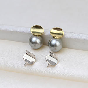 S925 Silver Rabbit Earrings JG5394 DIY Accessories with 6-8 Pearl Empty <b>Tray</b> for <b>Jewelry</b> Finding & Components - Product Image 1