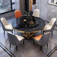 Luxuriöses Elegantes Design Hitzebeständige Marmor-Tischplatte Rund mit Drehplatte Modernes Esszimmer-Set für Zuhause und Hotel