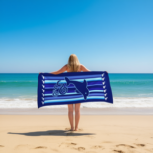 Asciugamano da spiaggia Buonic 70x140 cm con stampa di delfini, ad asciugatura rapida, per piscina e spiaggia - Product Image 2