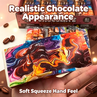 Jouet Squishy en PU en forme de barre de chocolat à motif marbré, jouet anti-stress à remontée lente, simulation de collation à presser, vente en gros