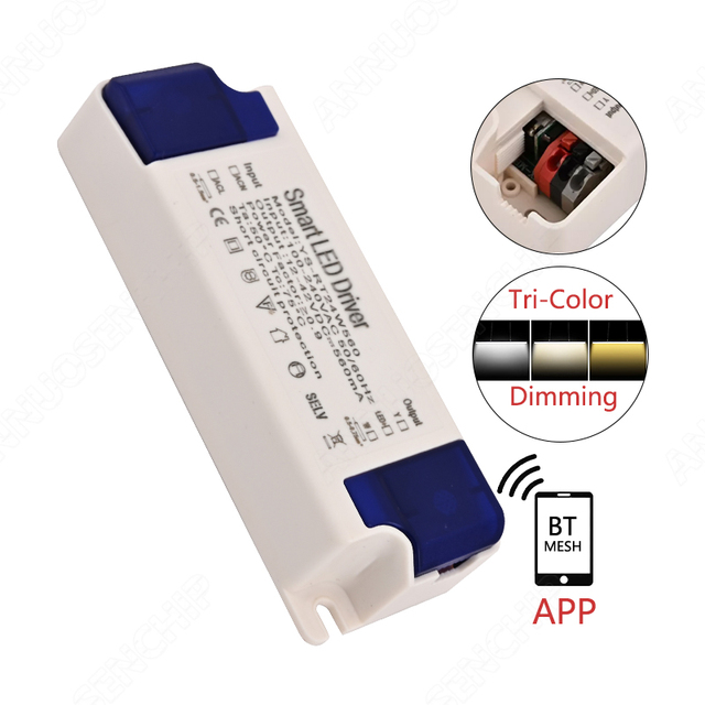 580mA LED Light Isolated Driver Smart BT Mehs CCT Constant Current Dimming Transformer 100-240V AC to DC 12-42V Power Converter