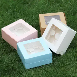 Boîte de cuisson à gâteaux et desserts à 4 trous avec fenêtre, imprimée sur mesure pour mariage et noël