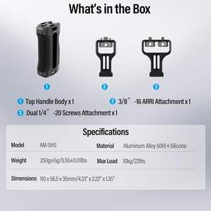 Poignée latérale <span class=keywords><strong>SIRUI</strong></span> avec localisation ARRI et double montage à vis de 1/4 "en option, poignée légère pour <span class=keywords><strong>appareil</strong></span> <span class=keywords><strong>photo</strong></span> avec sabot froid, clé - Product Image 6