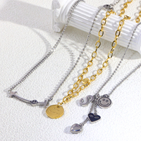 GOODLUCK Ensemble de colliers pendentifs religieux unisexe en acier inoxydable plaqué or 18 carats, avec motifs Corde, Cœur, Croix, Dauphin, Os, Flèche, Cadeau
