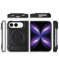 Étui magnétique à rabat couleur unie en PU avec support dissimulé et béquille intégrée, finition mate pour iPhone Ultra – Coque de téléphone magnétique pliable