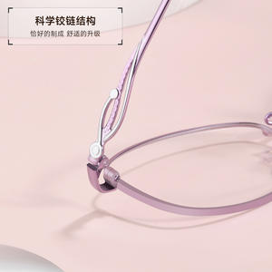 Monturas de Gafas de Aleación con Aro Completo en Violeta Fresco, Forma Ovalada, Lentes de Resina Anti-UV, Unisex, Origen Danyang - Product Image 2