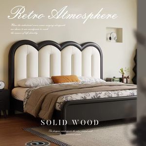 <span class=keywords><strong>Lit</strong></span> de style vintage haut de gamme en chêne au design rétro pour chambre principale, avec <span class=keywords><strong>lit</strong></span> moelleux pour enfants ou adultes - Product Image 4