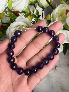 Pulsera de Cuentas Facetadas de Amatista Real de Medianoche, Elegante Cristal Morado Intenso, Joyería Hecha a Mano, Regalo para Mujeres y Niñas - Product Image 4
