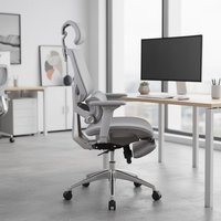 Chaise de bureau de direction ergonomique en cuir PU avec appui-tête réglable, repose-pieds en maille contemporain, grande chaise pivotante pour PDG, modèle moderne JR