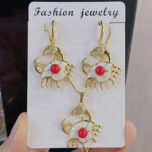 Ht0001 Oceanic Creature 18K Gold <span class=keywords><strong>Crab</strong></span> Set Sieraden, Oorbellen, Hanger, Ketting Charme Sieraden Voor Dames Om Te Dragen. - Product Image 3