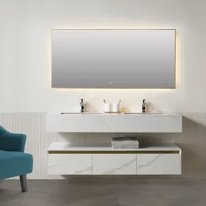 아름다운 색상 변형이있는 화려한 2 싱크 욕실 캐비닛