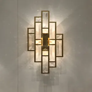 Contemporary Metal Frame Clear Crystal Glass Wall Lamp