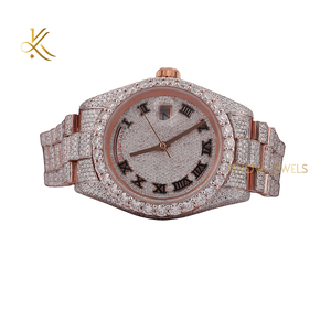 นาฬิกาเพชรโมอิสหน้าหนาพร้อมสายนาฬิกาสีทองหน้าปัดหนาและหินบอกความโดดเด่นเพื่อให้ลุคที่มีผลกระทบสูงและมีสไตล์ที่เป็นเอกลักษณ์ - Product Image 4