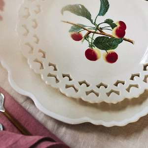 Gốm Retro Trắng bít tết tấm bộ đồ ăn nổi rỗng ren tấm và các món ăn - Product Image 3