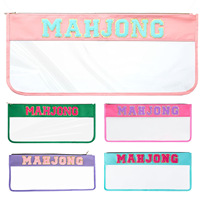 Sac de Mahjong transfrontalier moderne américain brodé avec lettres, grande capacité, multicolore, imperméable, sac à main portable pour jeu de société