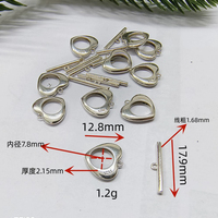 Vente en gros de fermoirs à bascule en argent sterling 925 massif, anneau de 12,8 mm, barre de 17,9 mm pour la fabrication de bijoux DIY, colliers