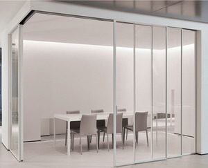 Cloison en verre sans cadre Double paroi en verre trempé Portes coulissantes de haute qualité pour porte de séparation de bureau - Product Image 4