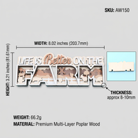 Letrero de Madera Contrachapada 3D Personalizado de la Marca XIAOYAN, con Diseño 'Life Is Better Farm', Decoración Rústica Multifuncional para el Hogar, con Diseño de Vaca y Oveja