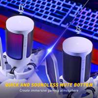 Microphone de jeu USB Type-C A6T à condensateur, directivité cardioïde, léger, kit micro de studio filaire RGB avec bras articulé pour le gaming