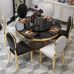Fourniture d'usine table de banquet en acier inoxydable meubles d'hôtel en métal de luxe décors de mariage en verre or salon extérieur - Product Image 3