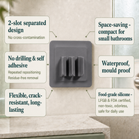 Support mural multifonctionnel en silicone pour brosses à dents, crochet mural robuste et durable pour salle de bain et toilettes