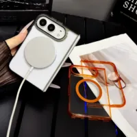 Casing Magnetik Transparan iPhone Duo untuk iPhone DUO 18 BARU 18 Lipat, Anti Benturan, Mendukung Pengisian Daya Nirkabel, Bahan Akrilik PC Keras