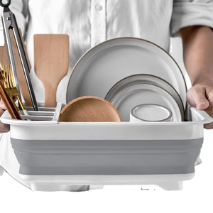 Égouttoir à <span class=keywords><strong>vaisselle</strong></span> pliable en <span class=keywords><strong>plastique</strong></span> à un niveau pour cuisine, <span class=keywords><strong>camping</strong></span>-<span class=keywords><strong>car</strong></span> et comptoir, type support d'organisation de plaques - Product Image 1
