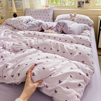 Set Sprei 4in1 Motif Bunga Tanaman 2m, Bahan Kain Kasa Dua Lapis Anti Kusut, Nyaman, Mewah, dan Ringan, Model Cloud-Feel Aerobic 2025