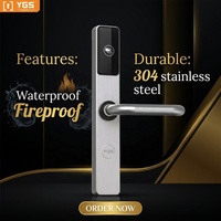 Serrure de porte intelligente pour hôtel, système de serrure numérique intelligent pour hôtel avec logiciel gratuit, en acier inoxydable 304, avec carte-clé électronique YGS