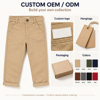 Pantalon Chino Enfant Garçon Taille Ajustable Sergé Coton 8 Couleurs Bas Relevé Décontracté École Vente en Gros