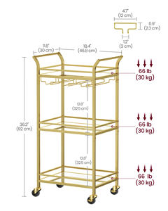 <span class=keywords><strong>VASAGLE</strong></span> Mobile Home Chariot <span class=keywords><strong>de</strong></span> Bar Chariot <span class=keywords><strong>de</strong></span> Service Chariot <span class=keywords><strong>de</strong></span> <span class=keywords><strong>Cuisine</strong></span> avec Casier à Vin Support en Verre Chariot <span class=keywords><strong>de</strong></span> Bar - Product Image 5
