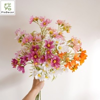 Bouquet de marguerites artificielles en soie de 64 cm, orange et blanc, mini-fleurs de cosmos pour mariage, maison, décoration de la Saint-Valentin, vente en gros
