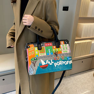 กระเป๋าถือผู้หญิงลายเรขาคณิต PU ทนทาน สไตล์ยุโรปอเมริกัน งานปักหนักแน่น สำหรับฤดูใบไม้ร่วงและฤดูหนาว รุ่น 94484 - Product Image 3