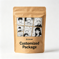 Sachet personnalisé en kraft imprimé sur mesure, refermable avec fermeture éclair, pour aliments, café, thé, collations, noix, avec illustration anime unique