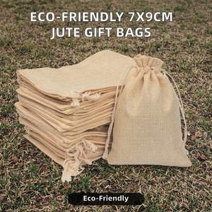 Sac en jute pour bijoux de luxe éco-responsable, emballage en toile de jute 7*9CM, pochette cadeau imprimée numériquement, écologique pour articles de qualité supérieure - Product Image 3