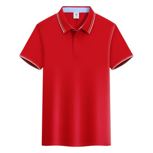 Polo Shirt Solid Color Polyester Fiber Contrast Trim Daily Wear Short Sleeve Men's Work Uniform Summer Clothing - Product Image 2