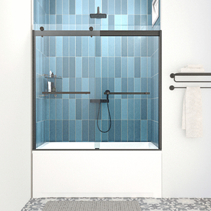 <span class=keywords><strong>Baignoire</strong></span> porte de douche coulissante salle de bain écran de douche en verre prix <span class=keywords><strong>moins</strong></span> <span class=keywords><strong>cher</strong></span> aluminium encadré avec finition brossée verre trempé - Product Image 3